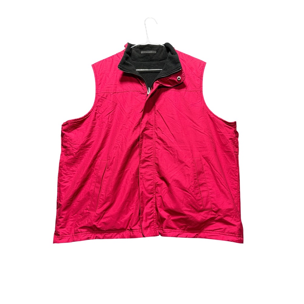 Lauren Ralph Lauren Vest Womens XL Red Reversible Fleece Full Zip Sleeveless
